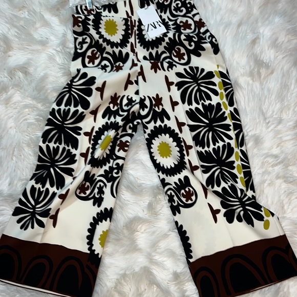 Zara NWT size medium floral geometric wide leg pant - Picture 5 of 10